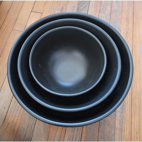 Rae Dunn Mixing Bowls Whisk Stir Mix Black Artisan Collection #213 Dimple 3/3 - Picture 3 of 6